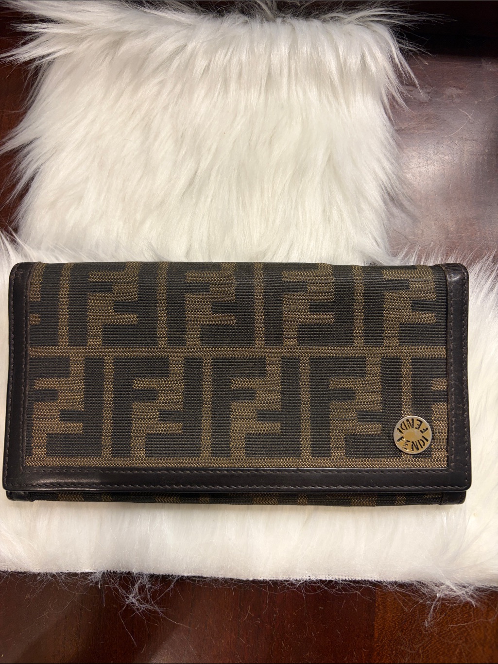 Fendi Brown And Black Zucca Continental Wallet